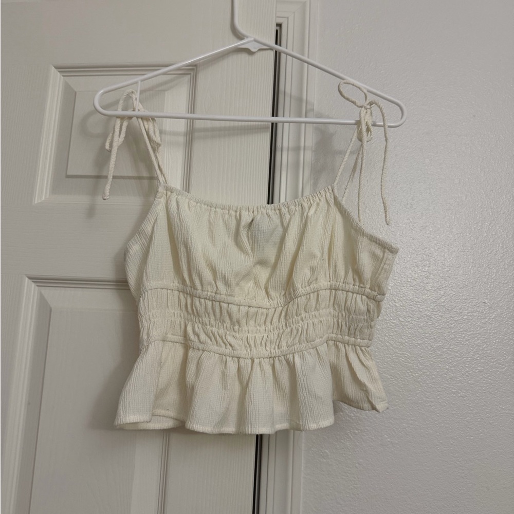 Forever 21 Off-White Ribbed Knit Top